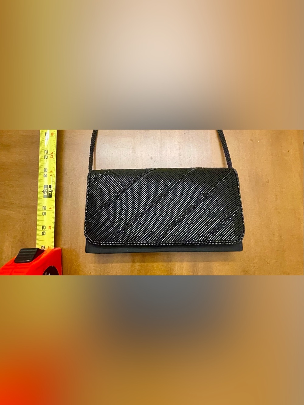 Black Beaded Clutch Evening Bag